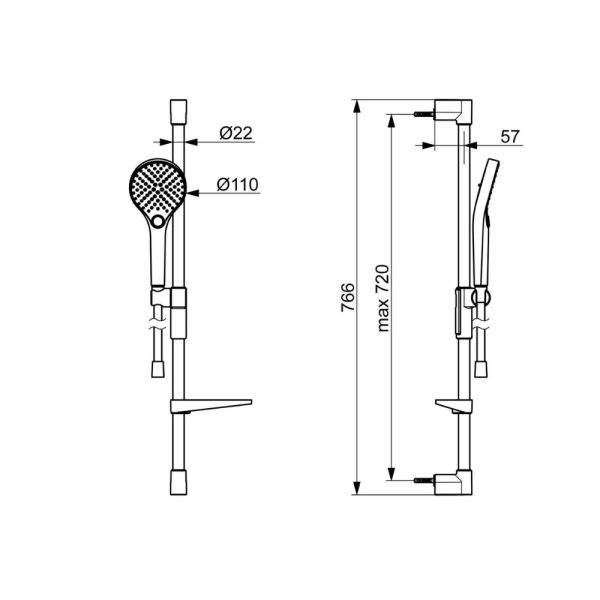 Hansa Hansaviva Brausegarnitur 72cm, edelstahl gebürstet