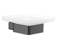 emco loft Seifenhalter Wandmodell, Kristallglas satiniert, schwarzchrom gebürstet 053000500