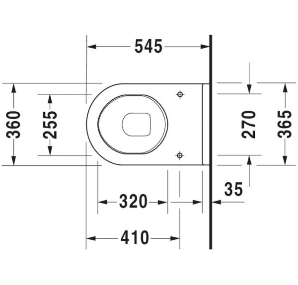 Duravit Starck 3 Wand-WC 54,5x36,5cm, erhöht, WonderGliss, weiß