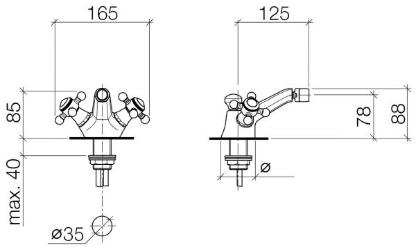 Dornbracht Madison Bidet-Einlochbatterie mit Ablaufgarnitur