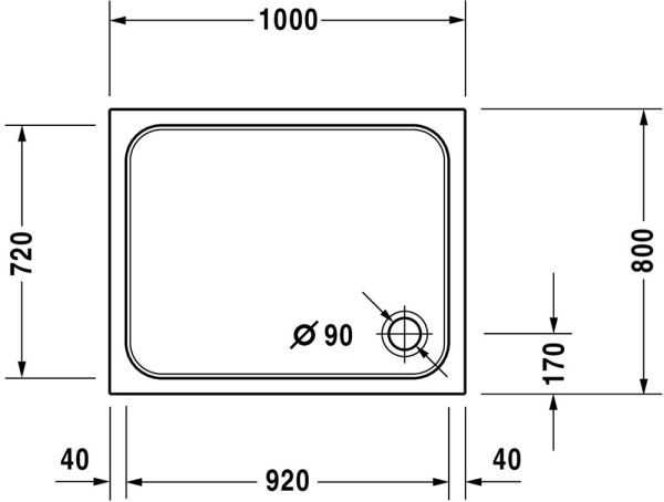 Duravit D-Code Duschwanne 80x100cm rechteckig, weiß