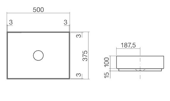 Alape ME-Serie Aufsatzbecken, rechteckig, 50x37,5cm, weiß AB.ME500