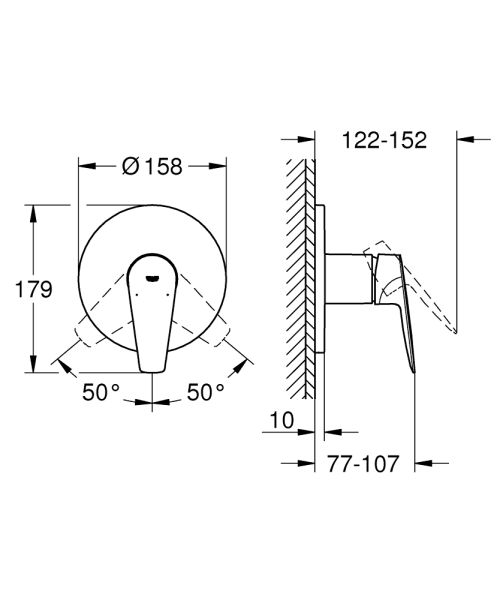 Grohe BauEdge Einhand-Brausebatterie, Unterputz, chrom
