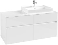 Villeroy&Boch Collaro Waschtischunterschrank passend zu Aufsatzwaschtisch 4A336G, 4 Auszüge, 120cm, white C08300DH