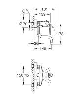 Vorschau: Grohe Eurosmart Spültischbatterie, Wandmontage, Ausladung 14,9cm, chrom