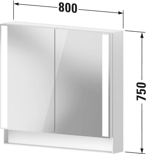 Duravit Qatego Spiegelschrank 80x75cm, mit 2 Türen und Nischenbeleuchtung, dimmbar