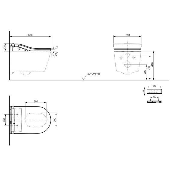 TOTO RW auto flush WASHLET® Dusch-WC Aufsatz mit weißer Leiste, weiß TCF802EAG#NW1