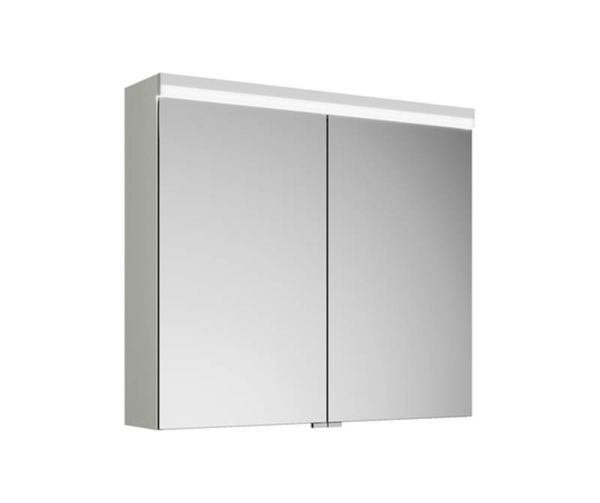 Burgbad Lin20 Spiegelschrank mit horizontaler LED-Beleuchtung und 2 Spiegeltüren, dimmbar, 80x70cm SPQK080F5351