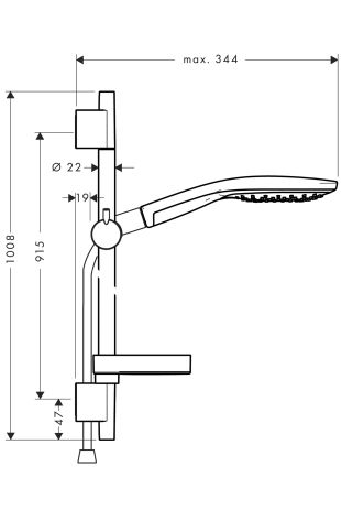 Hansgrohe Raindance Select S 150 3jet Handbrause/ Unica'S Puro 0,9m Set, chrom