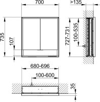 Vorschau: Keuco Royal Lumos Spiegelschrank für Wandeinbau, 2 kurze Türen, 70x73,5cm 14317171301