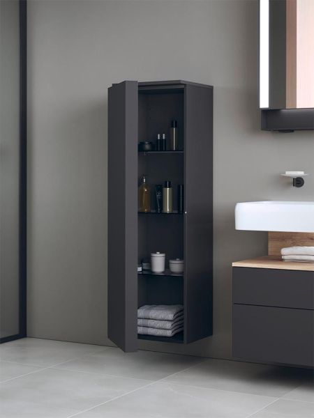 Duravit Qatego Halbhochschrank mit 1 Tür 40x132cm graphit supermatt Antifingerprint QA1345L80800000