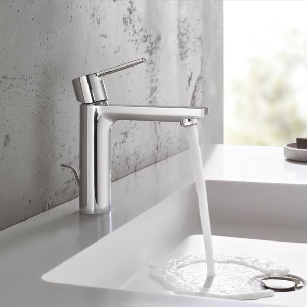 Grohe Lineare Einhand-Waschtischbatterie S-Size, Zugstangen-Ablaufgarnitur, chrom 32114001