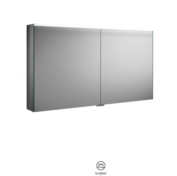 Burgbad Fiumo Spiegelschrank mit horizontaler LED-Beleuchtung und 2 Spiegeltüren 120,6x67cm