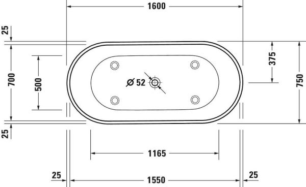 Duravit D-Neo freistehende ovale Badewanne 160x75cm, weiß matt