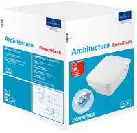 Vorschau: Villeroy&Boch Architectura Wand-WC rechteckig, spülrandlos, WC-Sitz SoftClose, Combi-Pack, weiß, 5685HR01