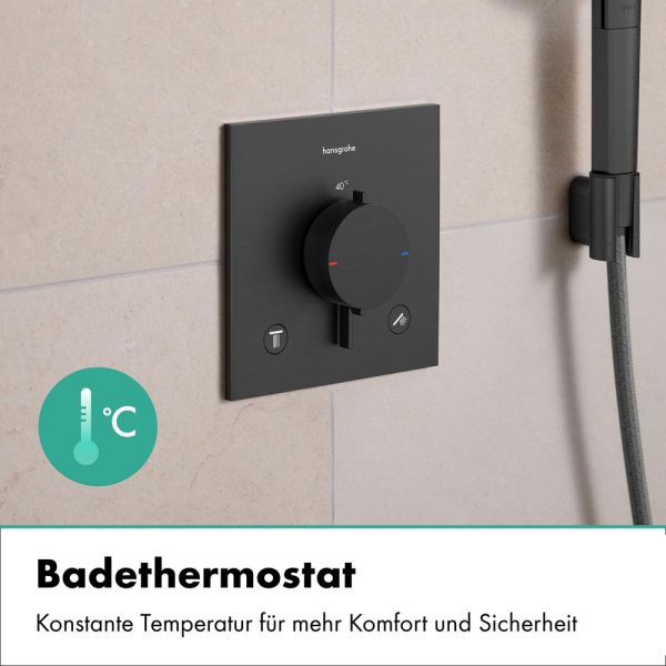 hansgrohe Ecostat Comfort E Thermostat mit Sicherungskombination, brushed black chrome