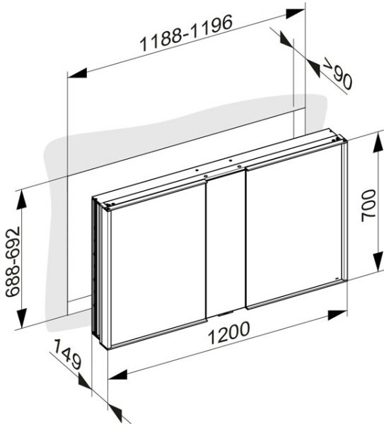 Keuco Royal Match Spiegelschrank für Wandeinbau, 120x70x14,9cm