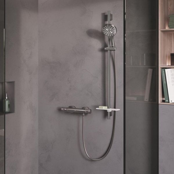 Grohe Precision Feel Thermostat-Brausebatterie mit ProGrip Rändelstruktur, hard graphite gebürstet 34790AL0