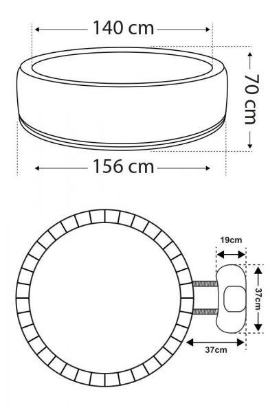 NetSpa Vita Schaumstoff Whirlpool für 4 Personen, rund, Ø 156 cm inkl. 5 tlg. Möbel-Set