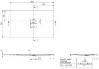 Vorschau: Villeroy&Boch Squaro Infinity Quaryl®-Duschwanne, Eckeinbau rechts gegen Wand, 130x80cm, grey, technische Zeichnung