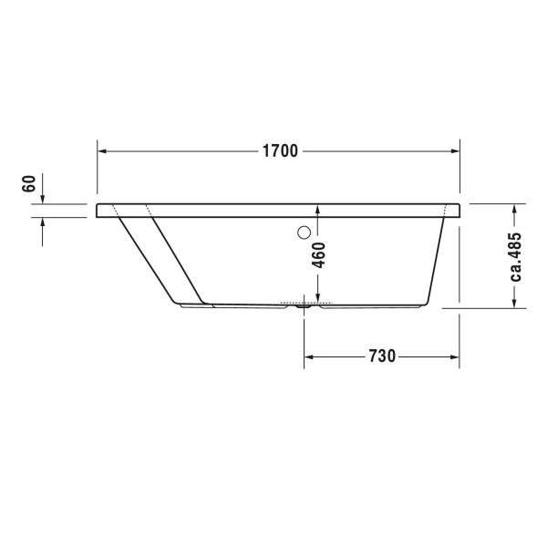 Duravit Paiova Badewanne Einbauversion, mit einer Rückenschräge links, 170x130cm, weiß