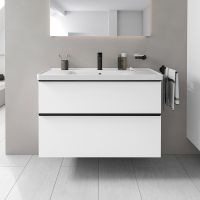 Duravit D-Neo Möbelset 100cm Waschtisch mit Unterschrank in weiß matt, Griffleiste in schwarz matt DE012201818