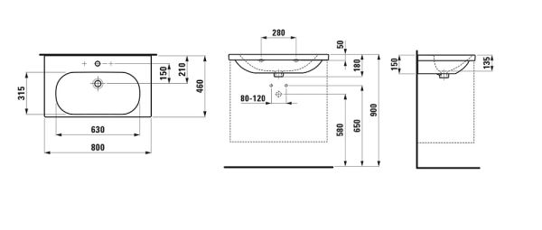 Laufen Lua Waschtisch 80x46cm, weiß, H8100870001041