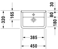 Vorschau: Duravit Starck 3 Handwaschbecken rechteckig 45x32cm, mit 1 Hahnloch und Überlauf, WonderGliss, weiß 07504500001
