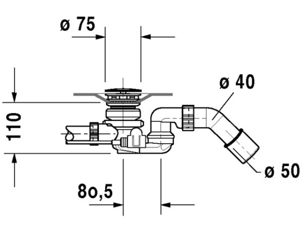 Duravit Ab- und Überlaufgarnitur Quadroval mit Bodenzulauf, mit flexiblem Ablaufschlauch, chrom