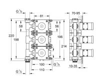 Vorschau: Grohe Rapido C Rohbauset für 3-fach Unterputzventil 35031000