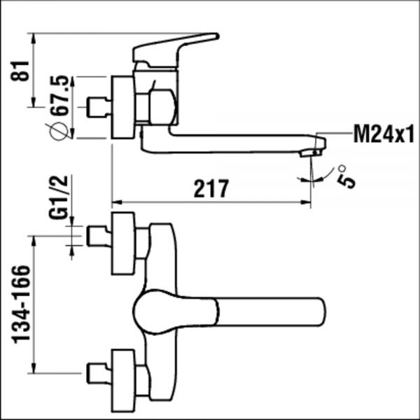 Laufen Citypro Einhand-Wandwaschtischmischer Ausladung 217mm, chrom H3119570042301_1