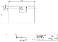 Vorschau: Villeroy&Boch Architectura MetalRim Duschwanne, 120x80cm techn. Zeichnung