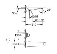 Vorschau: Grohe Allure Brilliant 2-Loch-Waschtisch-Wandbatterie mit Rändelstrukturhebel