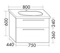 Vorschau: Burgbad Euro Waschtischunterschrank passend zu Grohe Euro, mit 2 Auszügen, 75cm WWIH075F3863G0090