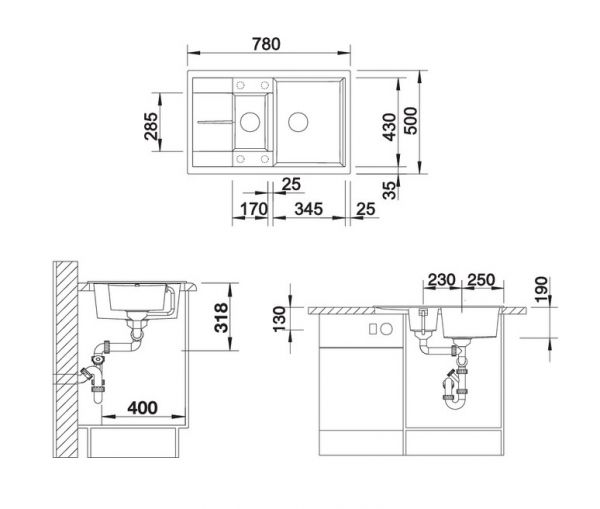 Blanco Metra 6 S Compact Granitspüle SILGRANIT®, mit Ablauffernbedienung