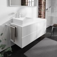 Vorschau: Hansgrohe Xevolos E Unterschrank 137cm für Aufsatzwaschtisch links mit Konsole, 4 Schubkästen