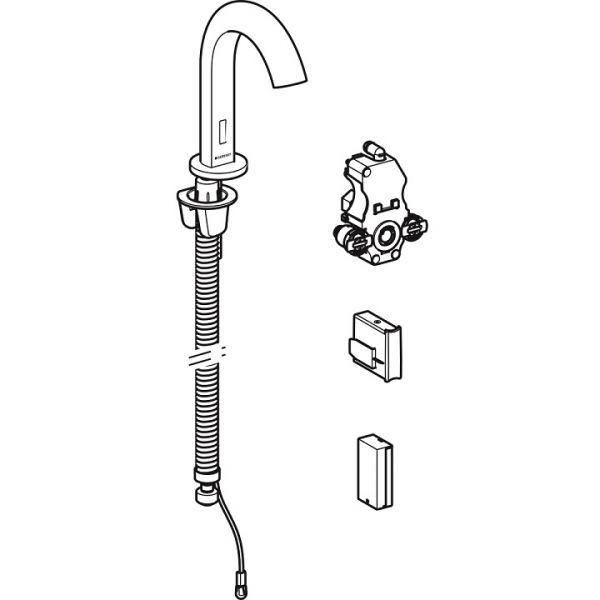 Geberit Waschtischarmatur Piave, Standmontage, Batteriebetrieb, für UP-Funktionsbox, chrom