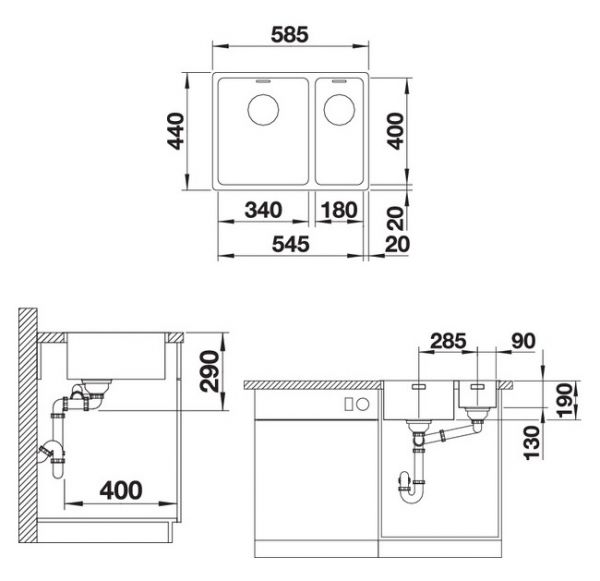 Blanco Andano 340/180-IF Edelstahlspüle links, edelstahl seidenglanz