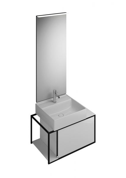 Burgbad Junit Badmöbel-Set 76,5cm, Leuchtspiegel, Aufsatzwaschtisch und WT-Unterschrank