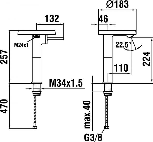 Kartell by Laufen Einhand-Standsäulenmischer mit Deko-Disc, ohne Ablaufventil, chrom H3113380041101_1