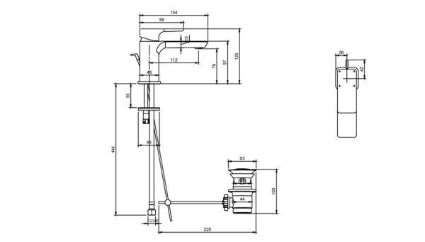 Villeroy&Boch Subway 3.0 Einhebel-Waschtischarmatur, Ausladung 112mm TVW112001000K5