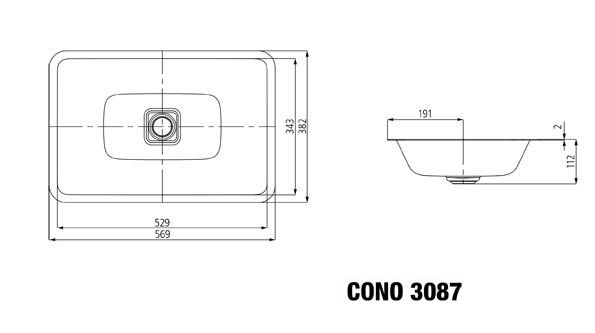 Kaldewei Cono Unterbauwaschtisch 56,9x38,2cm, mit Perl-Effekt, Mod.3087