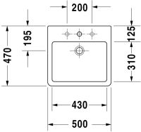 Vorschau: Duravit Vero Aufsatzbecken 50x47cm rechteckig, mit Überlauf, mit 1 Hahnloch, weiß 0452500000