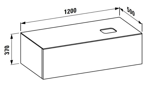 Laufen IL BAGNO ALESSI ONE Schubladenelement 1200, Ausschnitt rechts, techn Zeichnung