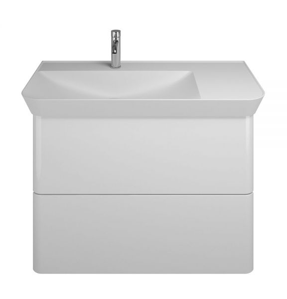 Burgbad Iveo Mineralguss-Waschtisch mit Waschtischunterschrank, 2 Auszüge, 100cm weiß hochglanz