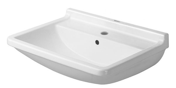 Duravit Starck 3 Waschtisch rechteckig 65x48,5cm, 1 Hahnloch, mit Überlauf, weiß 0300650000