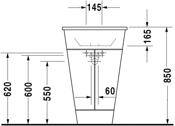 Duravit Starck 1 Waschtisch rund Ø58cm, mit 1 Hahnloch und Überlauf, WonderGliss, weiß