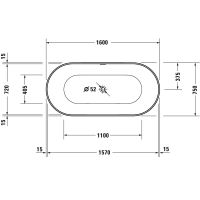 Vorschau: Duravit DuraKanto freistehende ovale Badewanne 160x75cm, weiß 700560000000000