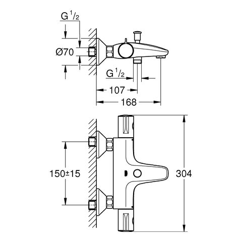 Grohe Grohtherm 800 Thermostat-Wannenbatterie, chrom