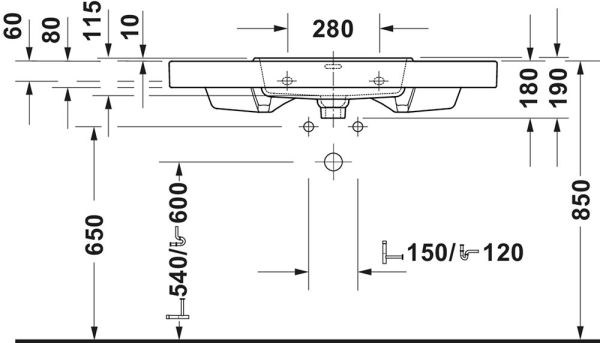 Duravit Balcoon Waschtisch 100cm mit Ablagefläche, weiß matt